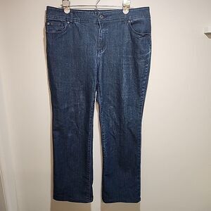 Chicos Denim Shirt Dark Wash Jeans Womens Blue Jeweled & Embellished Sz 2 L 12